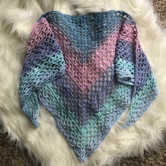 Handmade Crochet Triangle Scarf - Picture 2 of 4